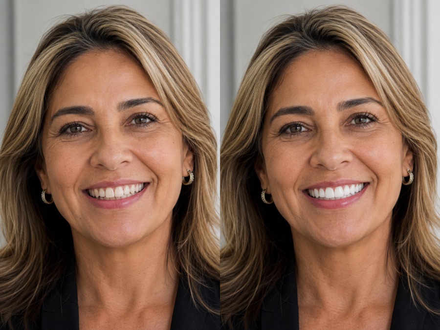 Antes e depois de design do sorriso